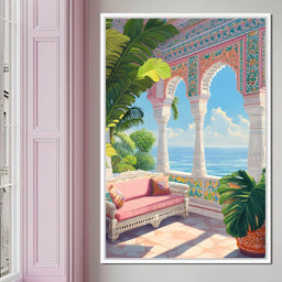 Sunlit Terrace Escape - NicheCanvas