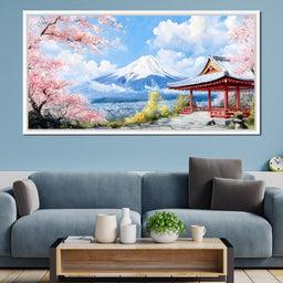 Cherry Blossom Mountain Retreat - NicheCanvas