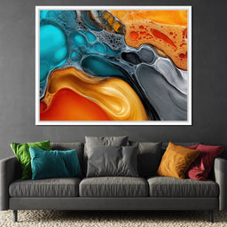 Teal And Ember Pour - TooplesArt - NicheCanvas
