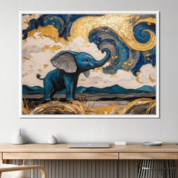 Elephant in Golden Clouds Majesty - NicheCanvas