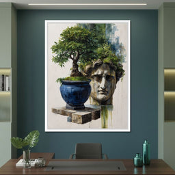 Blue Urn And Stone Head Grove - NicheCanvas