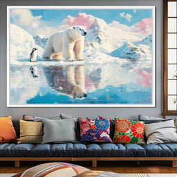 Polar Bears Companions Reflected - NicheCanvas