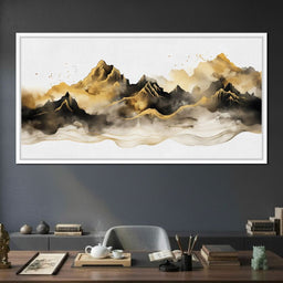 Golden Misty Peaks Panorama - NicheCanvas