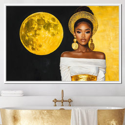 Golden Moon Goddess Portrait - NicheCanvas
