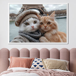 Parisian Feline Companions - NicheCanvas