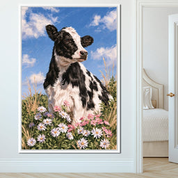Gentle Pasture Cow Under Summer Skies - NicheCanvas