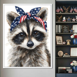 Patriotic Bandana Raccoon - NicheCanvas