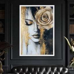 Golden Rose Reverie Portrait - NicheCanvas