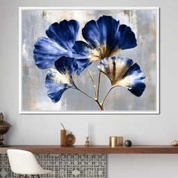 Gilded Ginkgo Leaves Under Moonlight - NicheCanvas