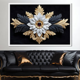 Baroque Marble Gold Ruby Emblem - NicheCanvas