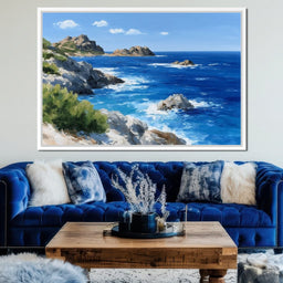Rocky Coastline Ocean View Oil Painting - NicheCanvas