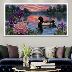 Duck Reflections on Water - NicheCanvas