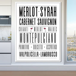 Wine Lover Varietal Typography - NicheCanvas