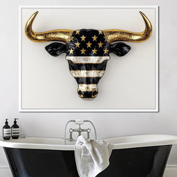 Majestic Gold Horned Bull - NicheCanvas