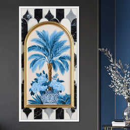 Tropical Elegance Flourish in Blue - NicheCanvas