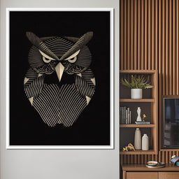 Golden Geometric Owl Guardian - NicheCanvas