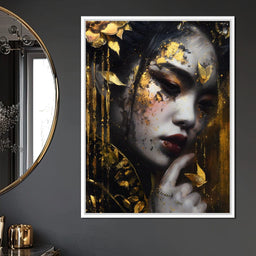 Golden Petal Muse Portrait - NicheCanvas