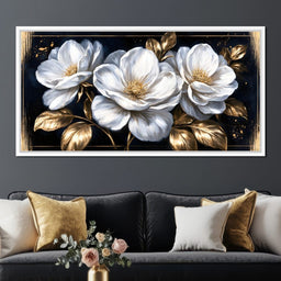 Gilded Petals On A Midnight Stage - NicheCanvas