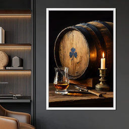 Candlelit Irish Whiskey Barrel - NicheCanvas