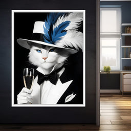 Feline Elegance in Feathers - NicheCanvas