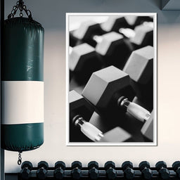 Monochrome Dumbbell Strength - NicheCanvas