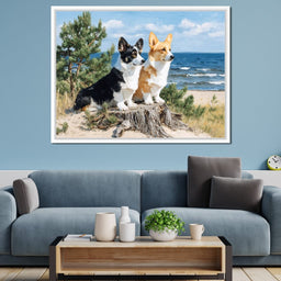 Coastal Corgi Pair Lookout - NicheCanvas