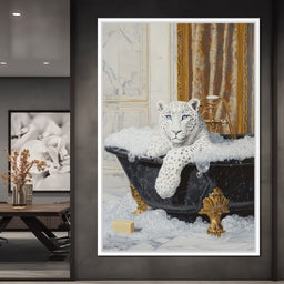 Majestic Snow Leopard Soak in Luxury - NicheCanvas