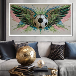 Winged Soccer Ball Watercolor - NicheCanvas