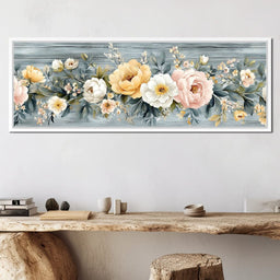 Floral Harmony on Weathered Wood - NicheCanvas