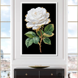 Gilded White Rose Portrait - NicheCanvas