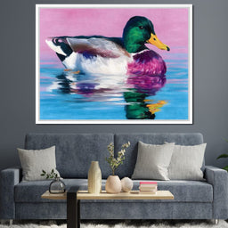 Vivid Mallard Duck Reflections - NicheCanvas