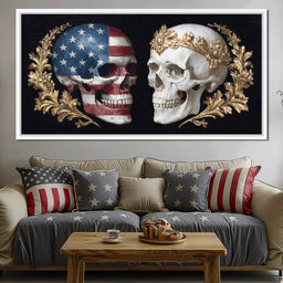 Patriotic Skulls Regal Duel - NicheCanvas