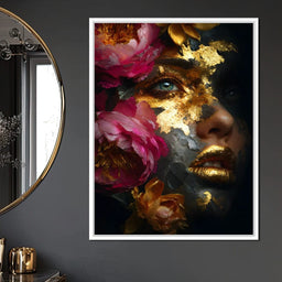 Golden Petal Portrait Radiance - NicheCanvas