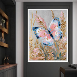 Abstract Golden Butterfly Garden - NicheCanvas