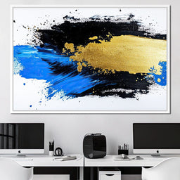 Golden Horizon Brushstroke Fusion - NicheCanvas