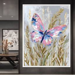 Pastel Butterfly Meadow Painting - NicheCanvas