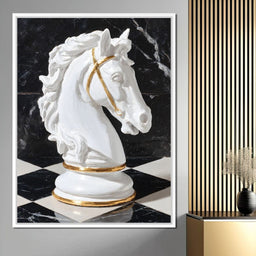 Gilded Knight on Marble Board - NicheCanvas