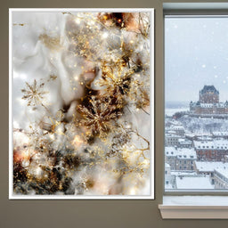 Golden Snowflake Reverie - NicheCanvas