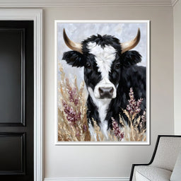 Highland Cow Meadow Portrait - NicheCanvas