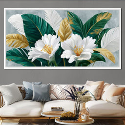Gilded Tropical White Peony - NicheCanvas