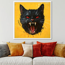 Feline Fury Against Yellow - NicheCanvas
