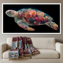 Floral Reef Sea Turtle Glow - NicheCanvas