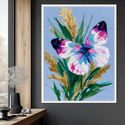 Pastel Butterfly Golden Foliage - NicheCanvas
