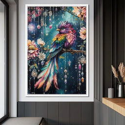 Enchanted Jewel Toned Bird Fantasy - NicheCanvas