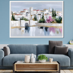 Mediterranean Village Reflection - NicheCanvas
