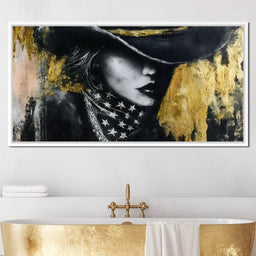Golden Cowgirl Noir Star Silhouette - NicheCanvas