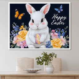 Happy Easter Bunny Watercolor - NicheCanvas