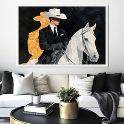 Elegant Cowboy On Ivory Steed - NicheCanvas
