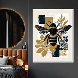 Botanical Bumblebee Collage - NicheCanvas