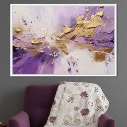 Golden Lavender Abstract Splash - NicheCanvas
